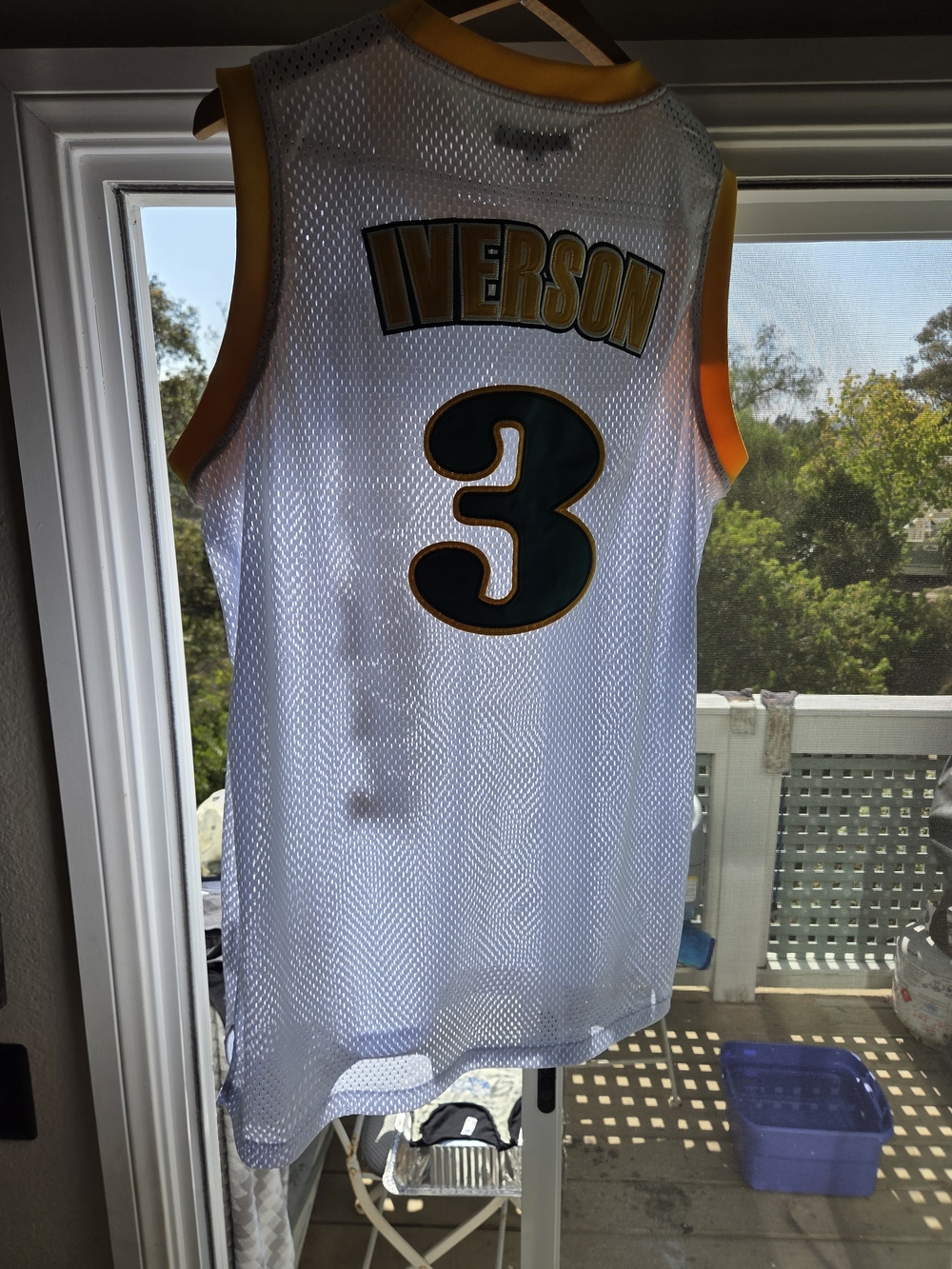 Allen Iverson #3 Highschool Jersey White and Yellow/green  Basketball Jersey